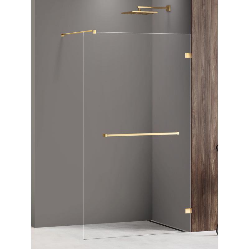 KABINA AVEXA GOLD SHINE WALK-IN  120x200 CZYSTE 6mm POWŁOKA WIESZAK ZŁOTY POŁYSK NEW TRENDY EXK-7073