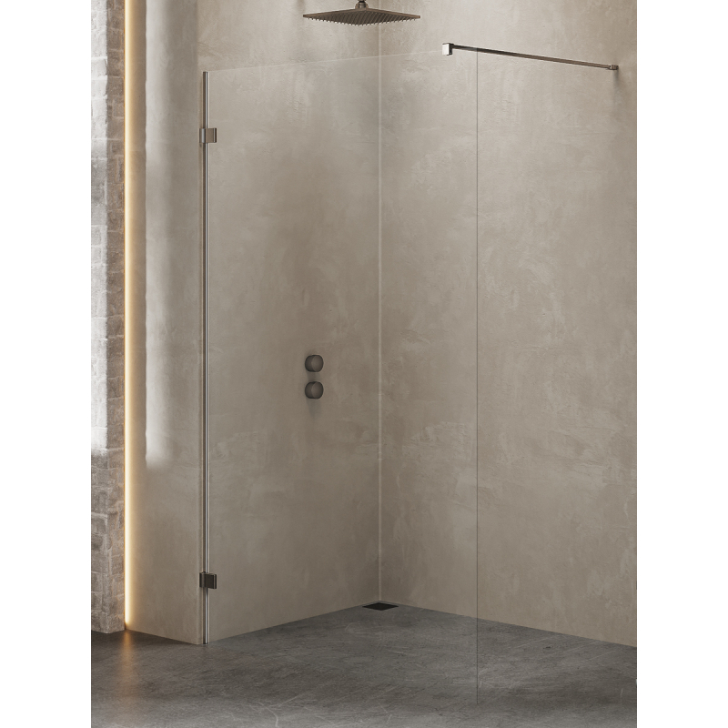 KABINA AVEXA GUNMETAL BRUSHED WALK-IN  100x200 CZYSTE 6mm POWŁOKA GUNMETAL SZCZOTKOWANY NEW TRENDY EXK-7093