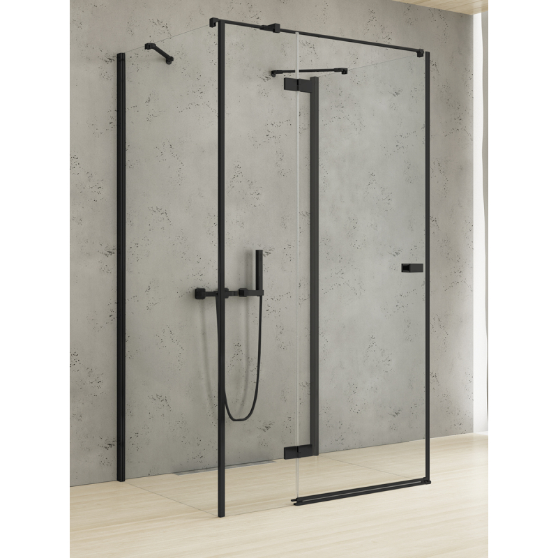NZ2 KABINA REFLEXA BLACK 1D PROSTOKĄTNA PRZYŚCIENNA L 90x110x200 CZYSTE 6mm POWŁOKA CZARNY MAT NEW TRENDY EXK-5017