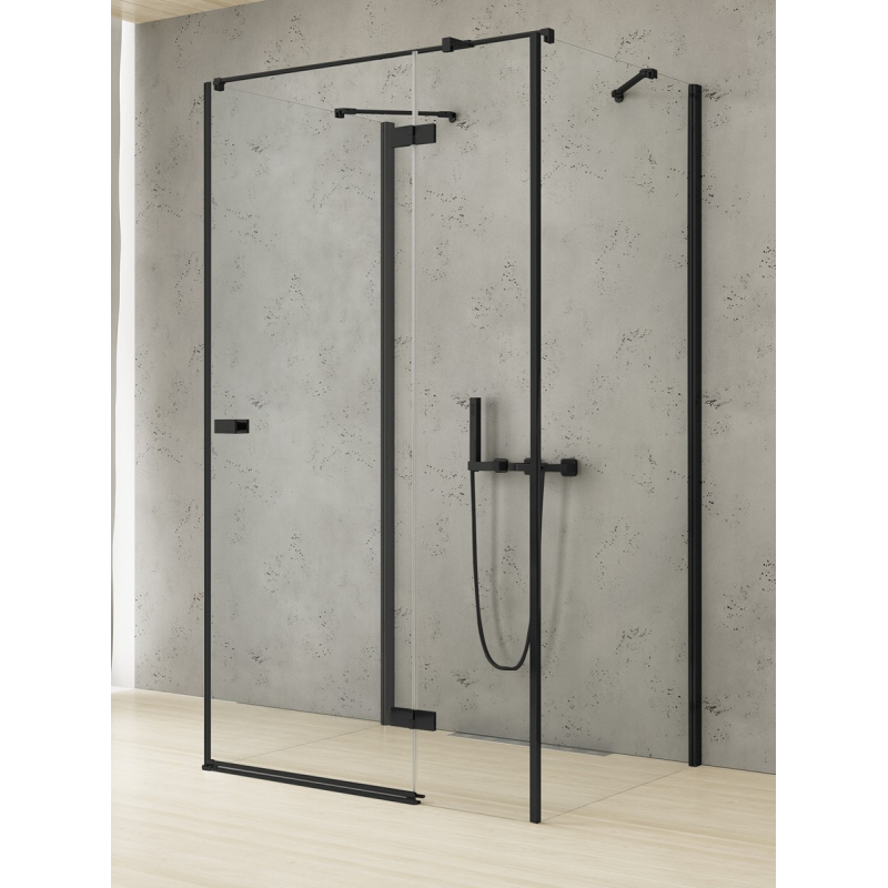 NZ2 KABINA REFLEXA BLACK 1D PROSTOKĄTNA PRZYŚCIENNA P 80x70x200 CZYSTE 6mm POWŁOKA CZARNY MAT NEW TRENDY EXK-4998