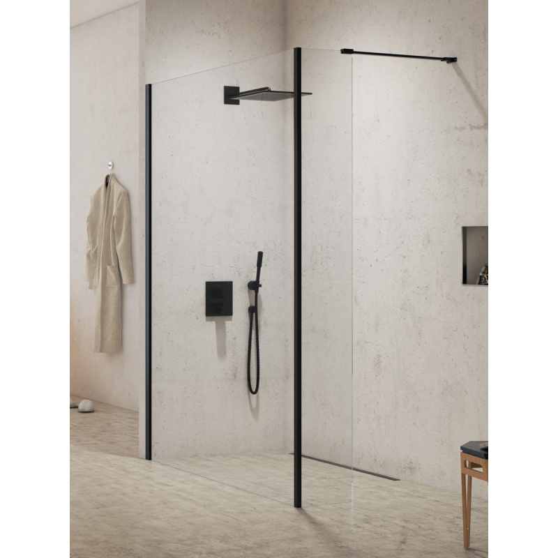 NZ2 KABINA NEW MODUS BLACK ŚCIANKA U 80x200 CZYSTE 8mm POWŁOKA CZARNY MAT NEW TRENDY EXK-5563