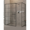 KABINA NEW MODUS BLACK WALK-IN U 130x120x200 CZYSTE 8mm POWŁOKA WZÓR KRATKA CZARNY MAT NEW TRENDY EXK-5646