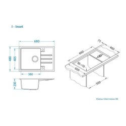 Intermezzo 40 steel 04  (68x48) z syfonem manualnym ALVEUS 1304004