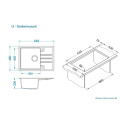 Intermezzo 40 steel 04  (68x48) z syfonem manualnym ALVEUS 1304004