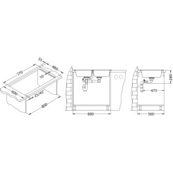 LINE 90 NAT Standard 790x500 2k zlew wpuszczany z odpływem manualnym fi114 z syfonem ALVEUS 1066751