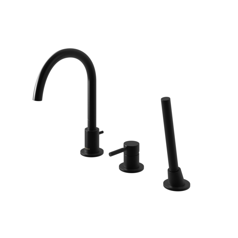 3-otworowa bateria wannowa z obrotową wylewką ROXIN BLACK KOHLMAN QB241RB