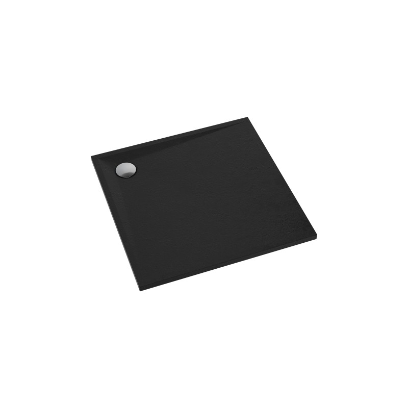 Brodzik prysznicowy ze strukturą kamienia, 90 x 90 cm, czarny mat STONE OMNIRES STONE90-KBL