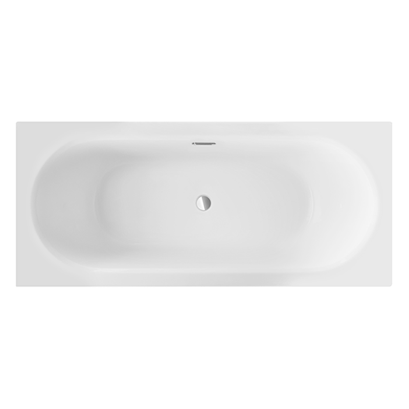 Wanna prostokątna Vitae Slim+ 150x75 biała poł. BESCO WAV-150-S+ klik-klak z przel.szczelinowy chrom
