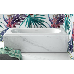 Wanna prostokątna Vitae Slim+ 150x75 biała poł. BESCO WAV-150-S+ klik-klak z przel.szczelinowy chrom