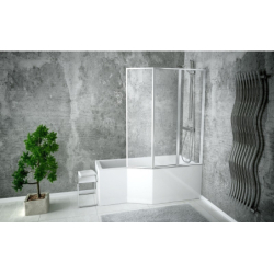 Kabino-wanna Integra 150x75 biała poł.-prawa BESCO WAI-150-PP3 bez obudowy, Parawan Ambition Premium 3 - skrzydłowy