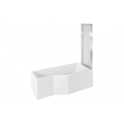 Kabino-wanna Integra 150x75 biała poł.-prawa BESCO WAI-150-PP3 bez obudowy, Parawan Ambition Premium 3 - skrzydłowy