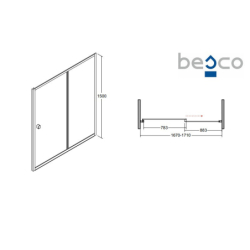 Kabina nawannowa Duo Slide II 170x150 BESCO DDS-II-170 bez panelu bocznego