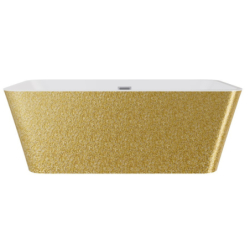 Wanna wolnostojąca prostokątna Evita Glam 160x80 zew. złoty/wew. biały poł. BESCO WA-160-EZB klik-klak z przel. białe