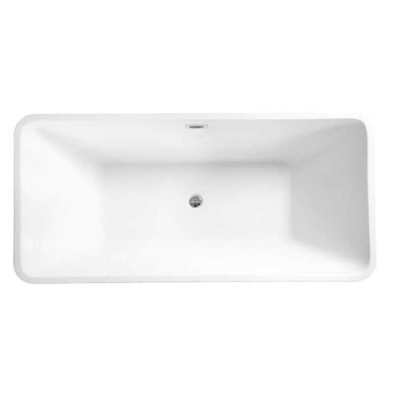 Wanna wolnostojąca prostokątna Evita Glam 160x80 zew. srebrny/wew. biały poł. BESCO WA-160-ESG klik-klak z przel. grafit