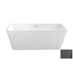Wanna wolnostojąca prostokątna Evita Glam 160x80 zew. grafit/wew. biały poł. BESCO WA-160-EGR klik-klak z przel. chrom