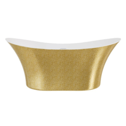Wanna wolnostojąca owalna Amber Glam 170x80 zew. złoty/wew. biały poł. BESCO WA-170-AZG klik-klak z przel. grafit