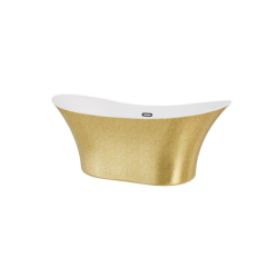 Wanna wolnostojąca owalna Amber Glam 170x80 zew. złoty/wew. biały poł. BESCO WA-170-AZG klik-klak z przel. grafit
