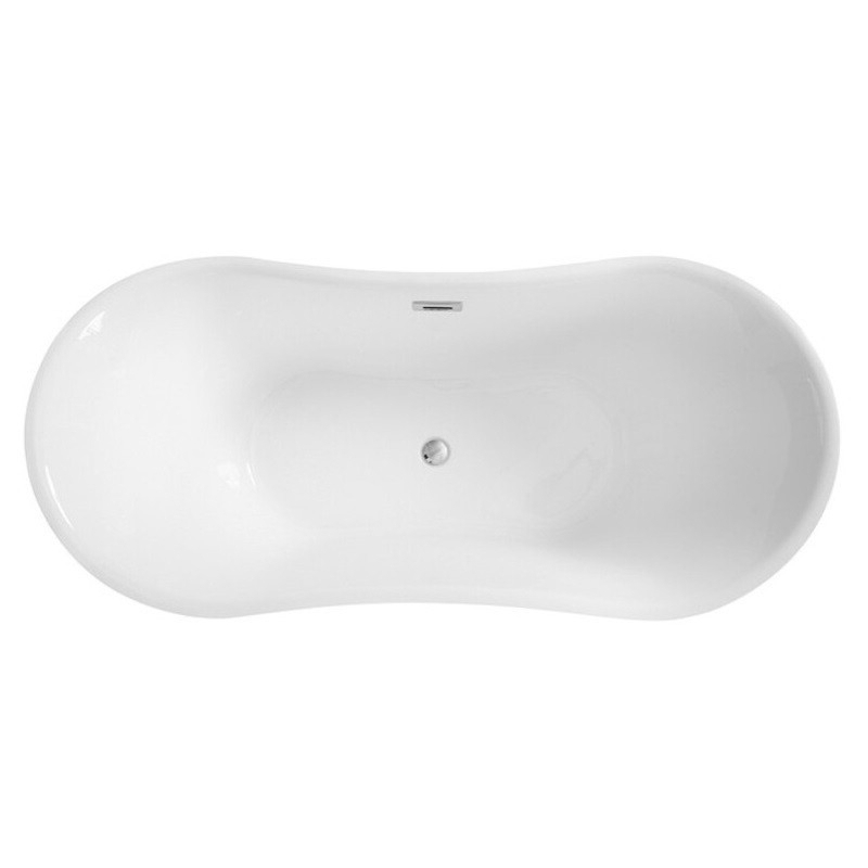 Wanna wolnostojąca owalna Amber Glam 170x80 zew. srebrny/wew. biały poł. BESCO WA-170-ASC klik-klak z przel. czarny mat
