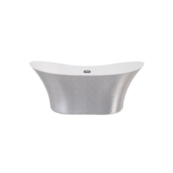 Wanna wolnostojąca owalna Amber Glam 170x80 zew. srebrny/wew. biały poł. BESCO WA-170-ASC klik-klak z przel. czarny mat