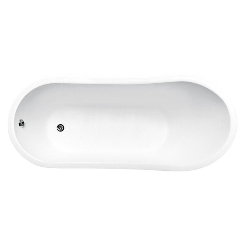 Wanna wolnostojąca owalna Gloria 150x66 biała poł. BESCO WMD-150-GLC klik-klak chrom