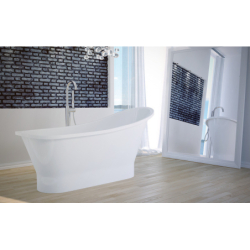 Wanna wolnostojąca owalna Gloria 150x66 zew. biały mat/wew. biały poł. BESCO WMMB-150GLC klik-klak chrom