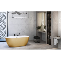 Wanna wolnostojąca owalna Navia Glam 140x75 zew. złoty/wew. biały poł. BESCO WA-140-NZZ klik-klak z przel. złote