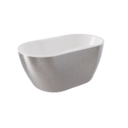 Wanna wolnostojąca owalna Navia Glam 140x75 zew. srebrny/wew. biały poł. BESCO WA-140-NSR klik-klak z przel. chrom