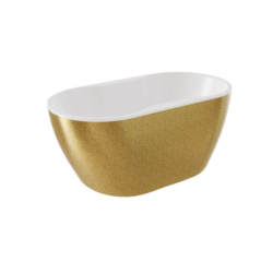 Wanna wolnostojąca owalna Navia Glam 150x80 zew. złoty/wew. biały poł. BESCO WA-150-NZL klik-klak z przel. chrom