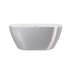 Wanna wolnostojąca owalna Navia Glam 160x80 zew. srebrny/wew. biały poł. BESCO WA-160-NSR klik-klak z przel. chrom