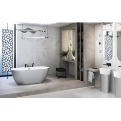 Wanna wolnostojąca owalna Navia Glam 160x80 zew. srebrny/wew. biały poł. BESCO WA-160-NSZ klik-klak z przel. złote