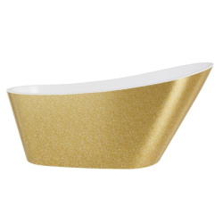 Wanna wolnostojąca owalna Melody Glam 150x80 zew. złoty/wew. biały poł. BESCO WA-150-MZZ klik-klak z przel. złote