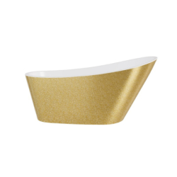 Wanna wolnostojąca owalna Melody Glam 150x80 zew. złoty/wew. biały poł. BESCO WA-150-MZZ klik-klak z przel. złote