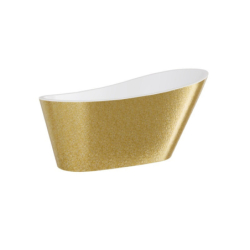 Wanna wolnostojąca owalna Melody Glam 150x80 zew. złoty/wew. biały poł. BESCO WA-150-MZZ klik-klak z przel. złote