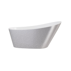 Wanna wolnostojąca owalna Melody Glam 150x80 zew. srebrny/wew. biały poł. BESCO WA-150-MSZ klik-klak z przel. złote