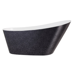 Wanna wolnostojąca owalna Melody Glam 150x80 zew. grafit/wew. biały poł. BESCO WA-150-MGR klik-klak z przel. chrom