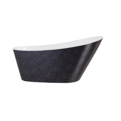 Wanna wolnostojąca owalna Melody Glam 150x80 zew. grafit/wew. biały poł. BESCO WA-150-MGR klik-klak z przel. chrom