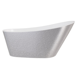 Wanna wolnostojąca owalna Melody Glam 170x80 zew. srebrny/wew. biały poł. BESCO WA-170-MSG klik-klak z przel. grafit