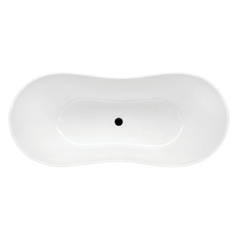 Wanna wolnostojąca owalna Viya Glam 160x70 zew. grafit/wew. biały poł. BESCO WMD-160-VG klik-klak chrom