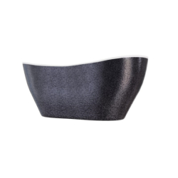 Wanna wolnostojąca owalna Viya Glam 160x70 zew. grafit/wew. biały poł. BESCO WMD-160-VG klik-klak chrom