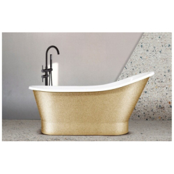 Wanna wolnostojąca owalna Gloria Glam 150x66 zew. złoty/wew. biały poł. BESCO WMD-150-GLZ klik-klak chrom
