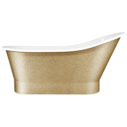 Wanna wolnostojąca owalna Gloria Glam 150x66 zew. złoty/wew. biały poł. BESCO WMD-150-GLZ klik-klak chrom