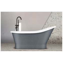 Wanna wolnostojąca owalna Gloria Glam 150x66 zew. grafit/wew. biały poł. BESCO WMD-150GGR klik-klak chrom