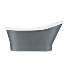 Wanna wolnostojąca owalna Gloria Glam 150x66 zew. grafit/wew. biały poł. BESCO WMD-150GGR klik-klak chrom