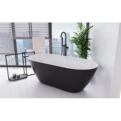 Wanna wolnostojąca owalna Moya Black&White 160x70 zew. czarny mat/wew. biały poł. BESCO WMMC-160M klik-klak chrom