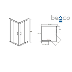 Kabina prysznicowa kwadratowa Modern 80x80x165 szkło mrożone BESCO MK-80-165-M