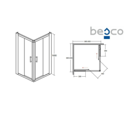 Kabina prysznicowa kwadratowa Modern 80x80x165 szkło przejrzyste BESCO MK-90-165-C