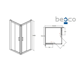 Kabina prysznicowa kwadratowa Modern 90x90x165 szkło przejrzyste BESCO MK-80-185-C