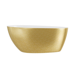 Wanna wolnostojąca owalna Goya Glam 142x62 zew. złoty/wew. biały poł. BESCO WMD-140-GZ klik-klak chrom
