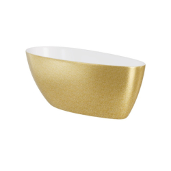 Wanna wolnostojąca owalna Goya Glam 142x62 zew. złoty/wew. biały poł. BESCO WMD-140-GZ klik-klak chrom