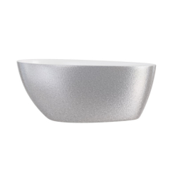 Wanna wolnostojąca owalna Goya Glam 142x62 zew. srebrny/wew. biały poł. BESCO WMD-140-GS klik-klak chrom